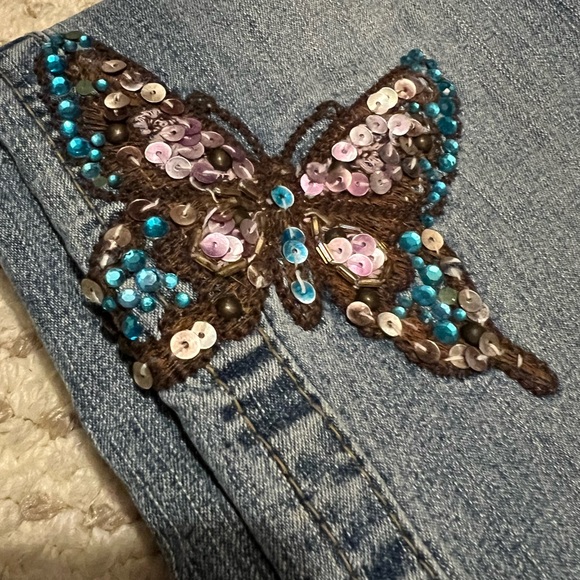 Angel Butterfly sequin & gem embellished vintage bootcut jeans - Picture 4 of 4